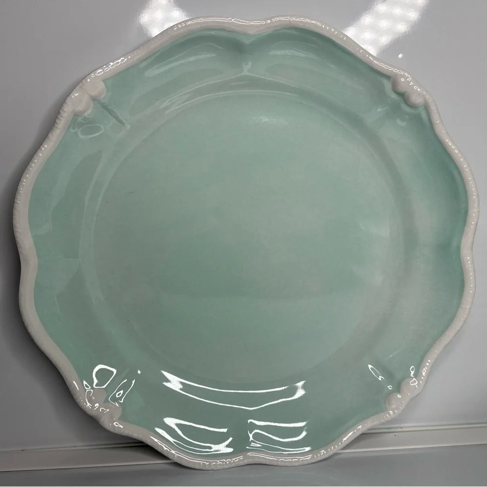 (11) Holiday Home 8.9 Inch “Enchanted Garden” Aqua/Egg Blue Melamine Salad Plate